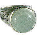 13048: silver setting green aquamarine rings