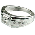 13081: silver setting white white topaz wedding rings