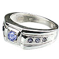 13084: silver setting blue iolite  contemporary rings