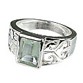 13103: silver setting green green amethyst  vintage rings