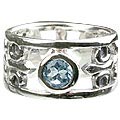 13105: silver setting blue blue topaz  mens rings