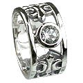 13111: silver setting white white topaz mens rings