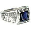 13141: silver setting blue iolite  art-deco rings