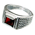 13143: silver setting red garnet  art-deco rings