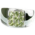 13230: silver setting green peridot  mens rings