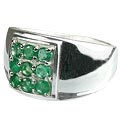 13233: silver setting green emerald  contemporary rings