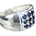 13234: silver setting blue sapphire  mens rings