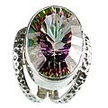13344: Silver Setting multi-color mystic quartz rings