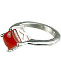 13598: Silver Setting orange carnelian rings