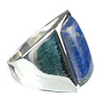 13690: Silver Setting blue lapis lazuli mens rings