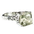 13692: Silver Setting green green amethyst rings