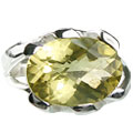 13697: Silver Setting green,yellow lemon quartz mens rings
