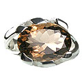 13698: Silver Setting brown smoky quartz  mens rings