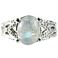 13704: Silver Setting white moonstone gothic-medieval rings
