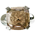 13711: Silver Setting brown smoky quartz  mens rings