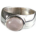 13869: Silver Setting pink rose quartz contemporary rings