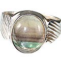 13872: Silver Setting brown,green,pink fluorite contemporary rings