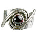 13874: Silver Setting red garnet  classic  rings