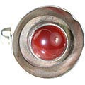 13875: Silver Setting orange carnelian  art-deco rings