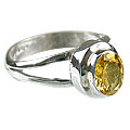 14116: Silver Setting yellow citrine contemporary rings