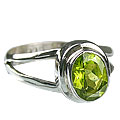 14119: Silver Setting green peridot  contemporary rings