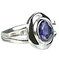 14124: Silver Setting blue iolite contemporary rings