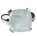 14126: Silver Setting white moonstone  mens rings