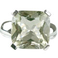 14127: Silver Setting green green amethyst  mens rings
