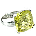 14128: Silver Setting green,yellow lemon quartz  mens rings