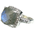 Design 14135: blue,gray,white labradorite vintage rings