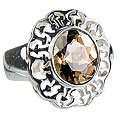 Design 14138: brown smoky quartz flower, vintage rings