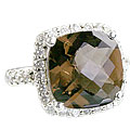 14140: Silver Setting brown,white smoky quartz vintage rings