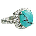 14141: Silver Setting black,blue turquoise vintage rings