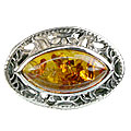 14142: Silver Setting yellow amber classic rings