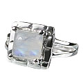 14144: Silver Setting white moonstone mens rings