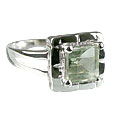 14147: Silver Setting green green amethyst contemporary rings