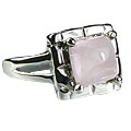 14151: Silver Setting pink rose quartz contemporary rings