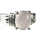 14153: Silver Setting pink rose quartz gothic-medieval rings