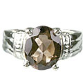 14154: Silver Setting brown smoky quartz gothic-medieval rings