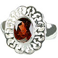 14164: Silver Setting red garnet rings