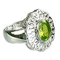 14168: Silver Setting green peridot flower rings
