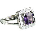 14169: Silver Setting purple amethyst mens rings