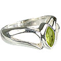 14172: Silver Setting green peridot contemporary rings