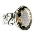 14175: Silver Setting brown smoky quartz american-southwest rings