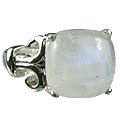 14183: Silver Setting white moonstone mens rings