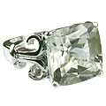 14186: Silver Setting green green amethyst mens rings