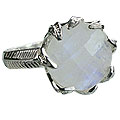 14189: Silver Setting white moonstone cocktail rings