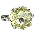 14194: Silver Setting yellow lemon quartz cocktail rings
