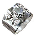 Design 14339: blue,white moonstone gothic-medieval rings