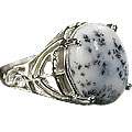 Design 14778: black,green dendrite opal rings